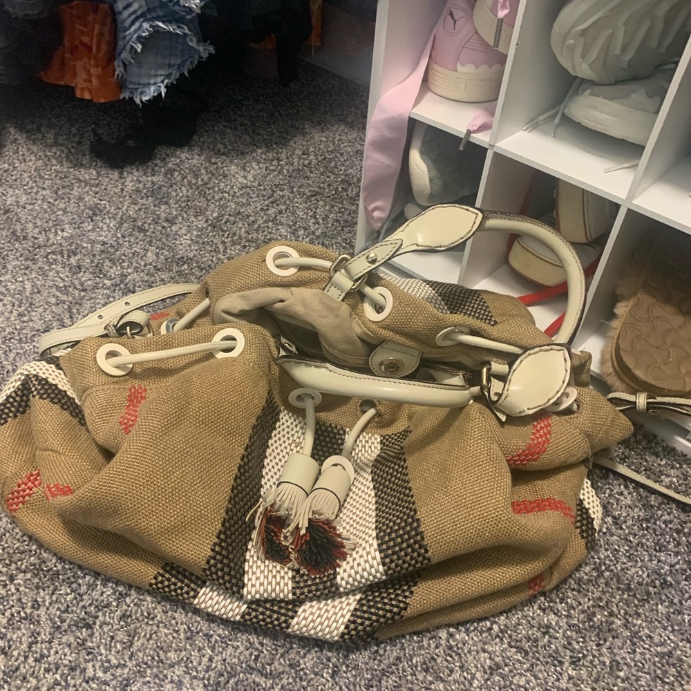 Burberry canvas large hobo bag
